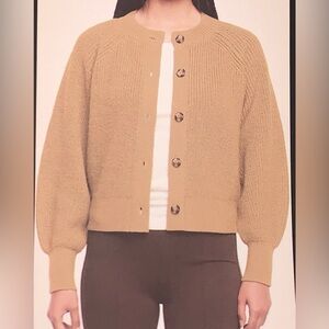 Banana Republic Womens Tan Button-Up Chunky Knit Cardigan